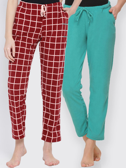 

Kanvin Women Pack Of 2 Lounge Pants, Maroon