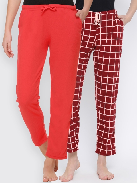 

Kanvin Women Pack Of 2 Lounge Pants, Maroon