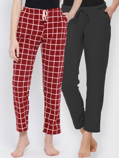 

Kanvin Women Pack Of 2 Lounge Pants, Maroon
