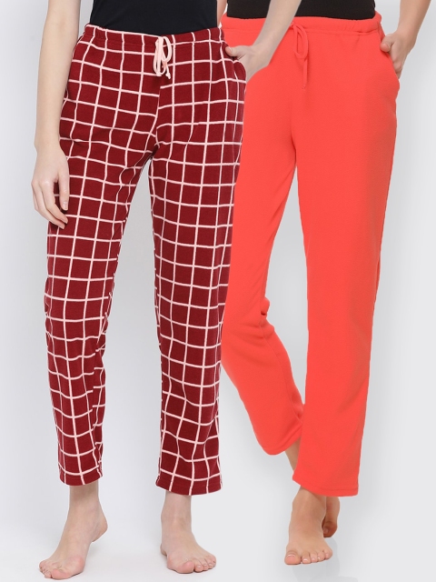

Kanvin Women Pack Of 2 Lounge Pants, Orange