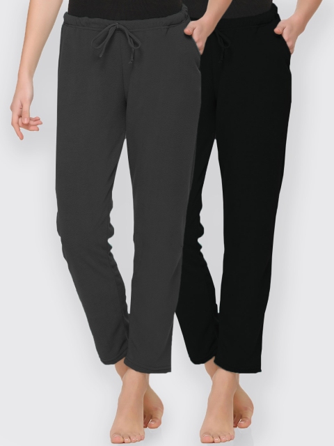 

Kanvin Women Pack Of Solid Lounge Pants, Charcoal