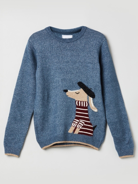

max Girls Blue & Brown Humour and Comic Pullover