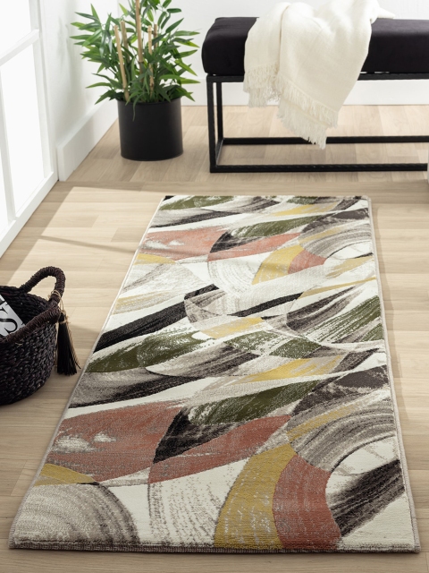 

Obsessions Abstract Mustard and Olive Printed Bedside Runner