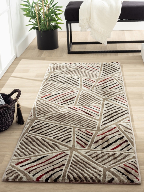 

OBSESSIONS Beige & Brown Geometric Floor Runner