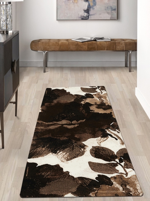 

OBSESSIONS Brown and Beige Floral Floor Runner