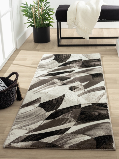 

OBSESSIONS Grey & Black Abstract Floor Runner