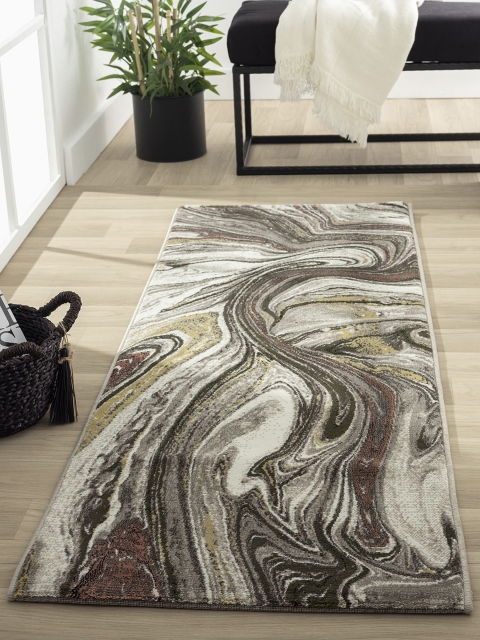 

Obsessions Abstract Taupe and Cream Bedside Runner