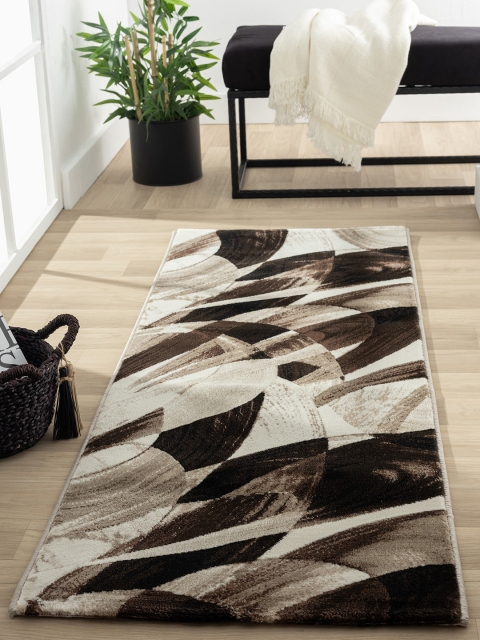 

OBSESSIONS Brown & White Abstract Floor Runner