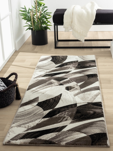 

OBSESSIONS Grey & Black Abstract Floor Runner