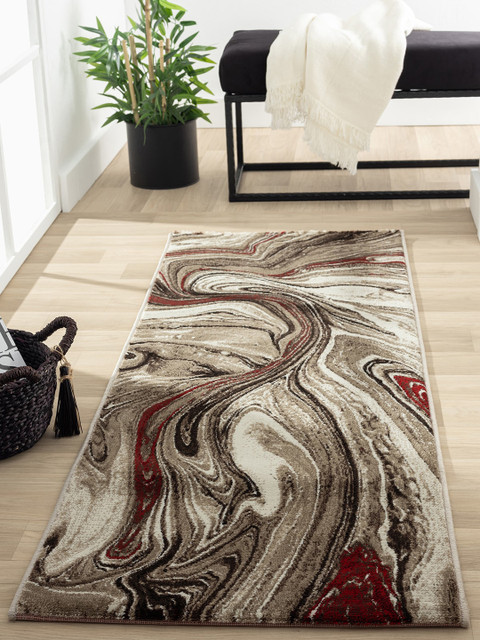 

OBSESSIONS Taupe and Wine Floor Runner