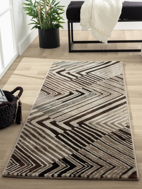 

OBSESSIONS Beige & Brown Geometric Polypropylene Carpet