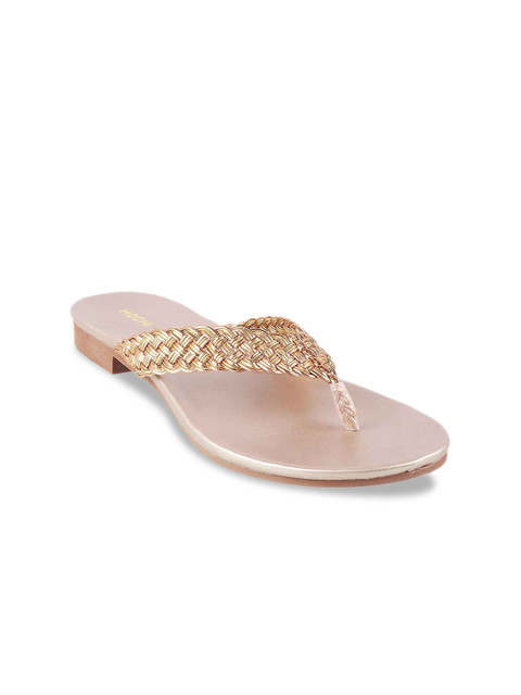 

Mochi Women Gold-Toned Open Toe Flats