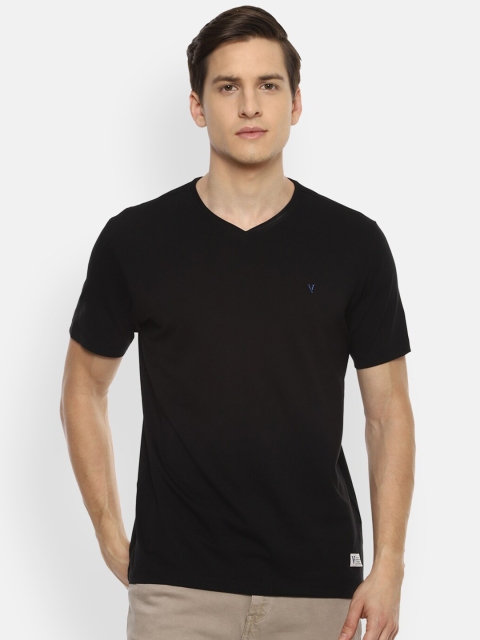 

VAN HEUSEN DENIM LABS Men Black V-Neck Cut Outs T-shirt