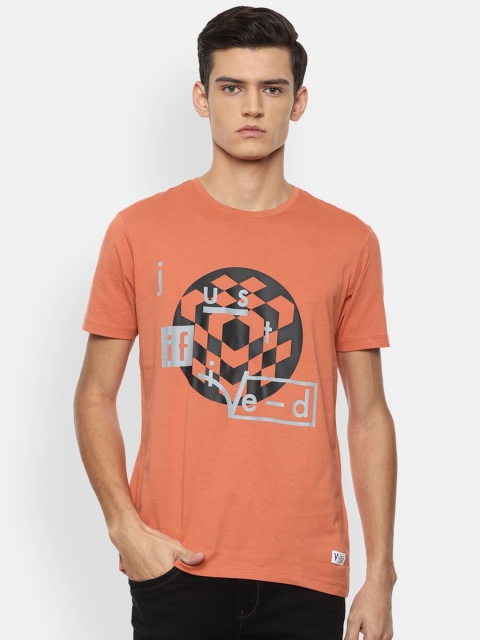 

VAN HEUSEN DENIM LABS Men Orange Typography Printed T-shirt