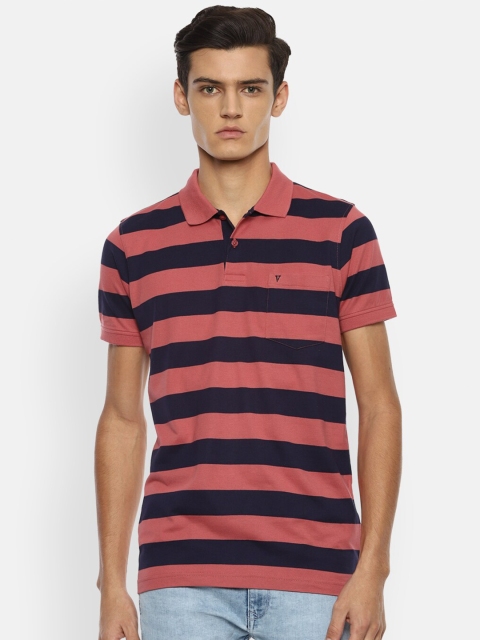 

Van Heusen Sport Men Pink Striped Polo Collar Pockets T-shirt