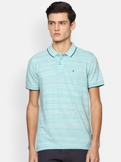 

Van Heusen Sport Men Blue Striped Polo Collar Pockets T-shirt