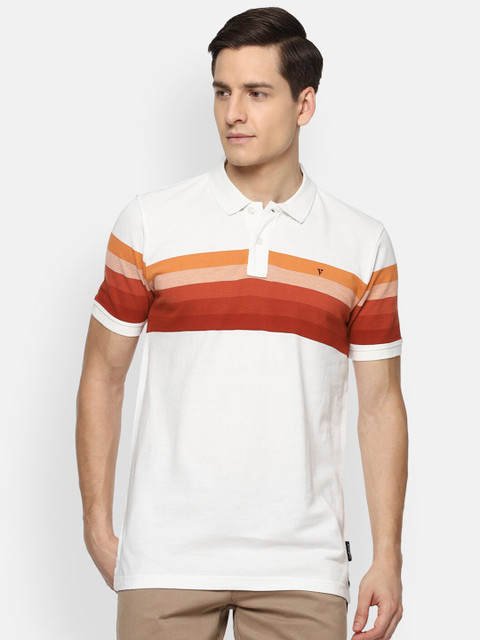 

Van Heusen Sport Men White Striped Polo Collar Applique T-shirt