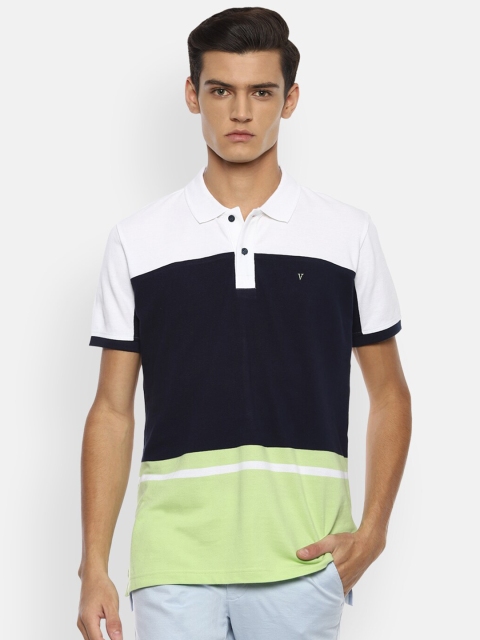

Van Heusen Sport Men White & Black Colourblocked Polo Collar T-shirt