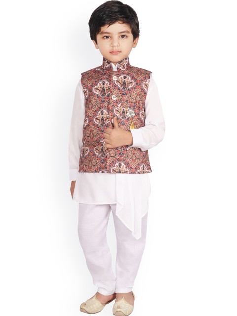 

SG YUVRAJ Boys White Floral Kurta with Pyjamas