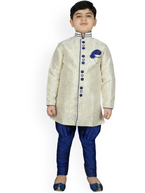 

SG YUVRAJ Boys Beige Raw Silk Kurta with Pyjamas