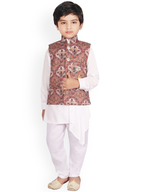 

SG YUVRAJ Boys White Floral Kurta with Pyjamas