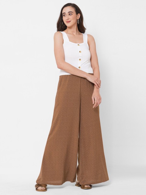 

PAPA BRANDS Women White & Brown Top with Palazzos