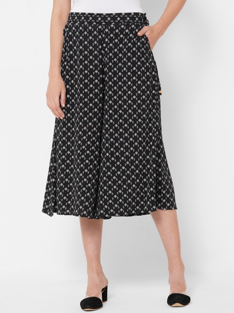 

PAPA BRANDS Women Black & White Printed A-Line Midi Skirt