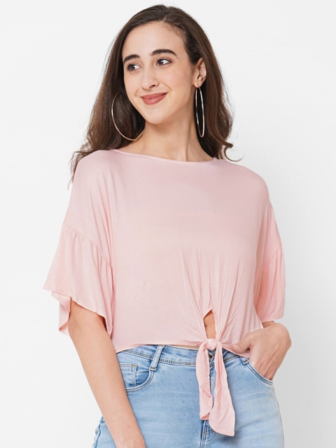 

PAPA BRANDS Peach-Coloured Extended Sleeves Top