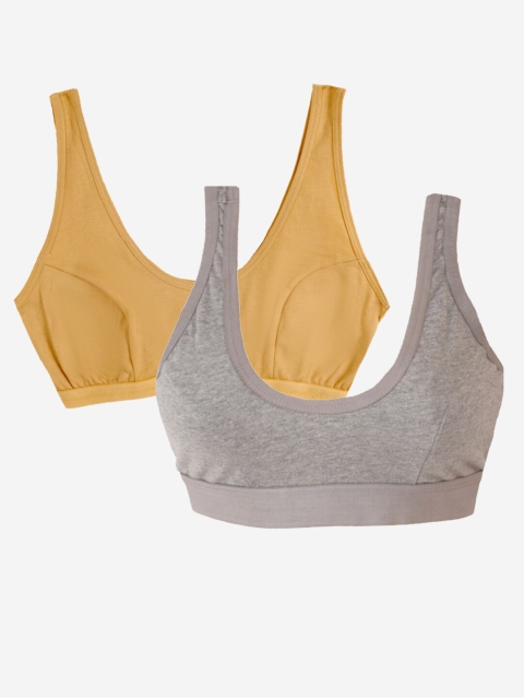 

YK Pack of 2 Beige & Grey Non Padded Beginners Bra