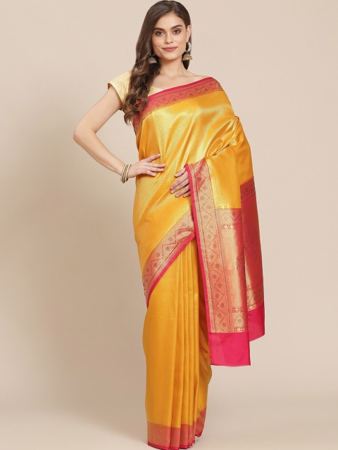 

Meena Bazaar Women Mustard Woven Design Banarasi Saree