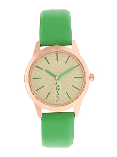 

FLUID Women Rose Gold-Toned Dial & Green Leather Straps Analogue Watch FLW-009-RG-GR