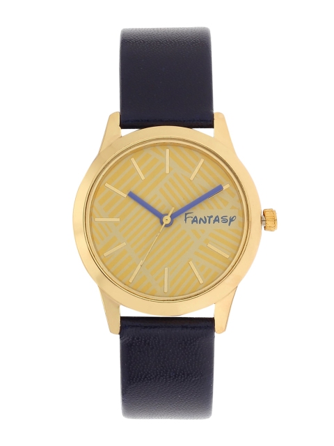 

FLUID Women Gold-Toned Printed Dial & Blue Leather Straps Analogue Watch FLW-009-GD-DBL