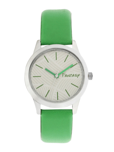 

FLUID Women White Dial & Green Leather Straps Analogue Watch FLW-009-SL-GR