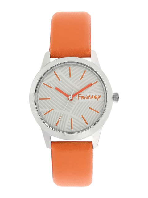 

FLUID Women Grey Printed Dial & Orange Leather Straps Analogue Watch FLW-009-SL-OR