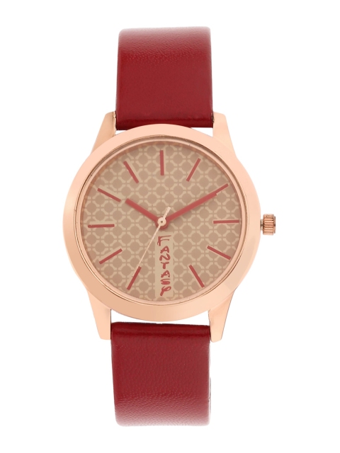 

FLUID Women Rose Gold-Toned Printed Dial & Red Leather Straps Analogue Watch FLW-009-RG-RD