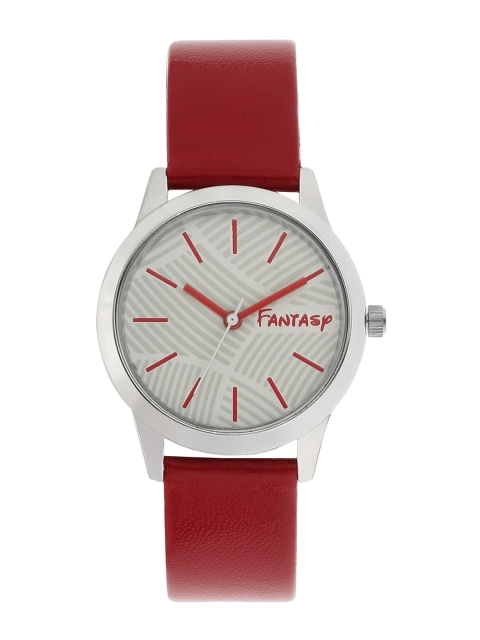 

FLUID Women White Printed Dial & Red Leather Straps Analogue Watch FLW-009-SL-RD