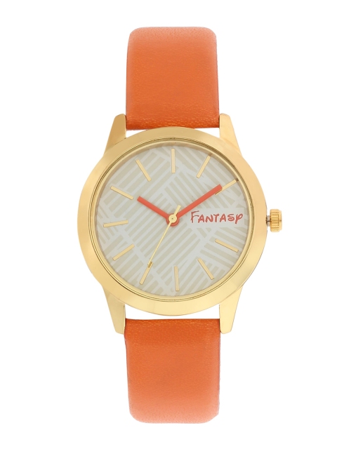 

FLUID Women White Dial & Orange Leather Straps Analogue Watch FLW-009-GD-OR