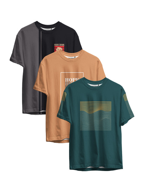 

mezmoda Boys Multicoloured Typography 3 Printed Applique T-shirt, Multi