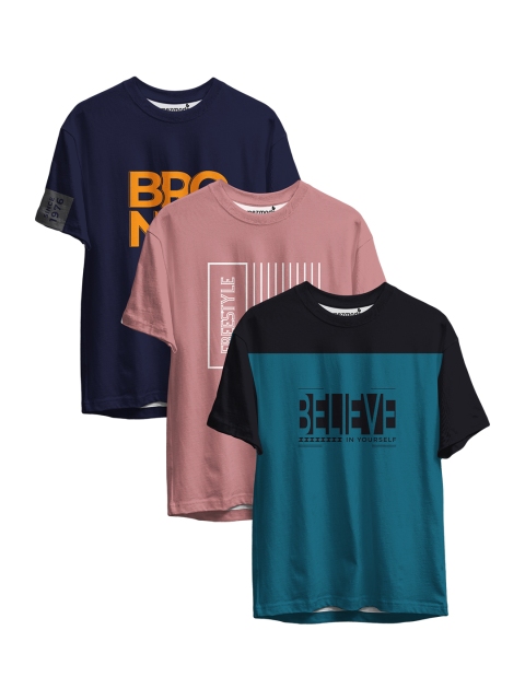 

mezmoda Boys Multicoloured Typography 3 Printed Pockets T-shirt, Multi