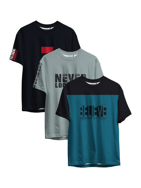 

mezmoda Boys Multicoloured Typography 3 Printed Applique T-shirt, Multi