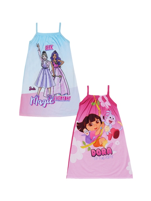 

Red Rose Girls Pack of 2 Barbie & Dora Printed Cotton Camisoles, Pink
