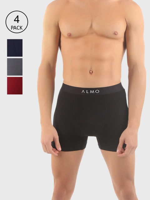 

Almo Men Pack of 4 Solid Organic Cotton Boxer Brief, Black