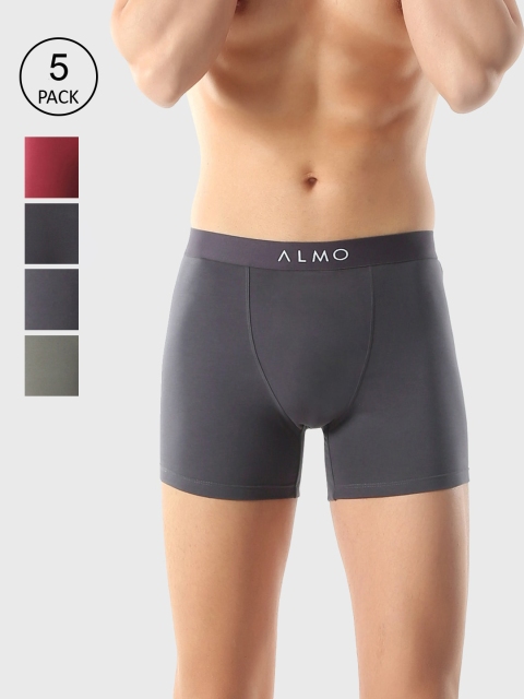 

Almo Wear Men Pack Of 5 Solid Organic Cotton Boxer Briefs OC201-BB-GRAGAGAG, Multi