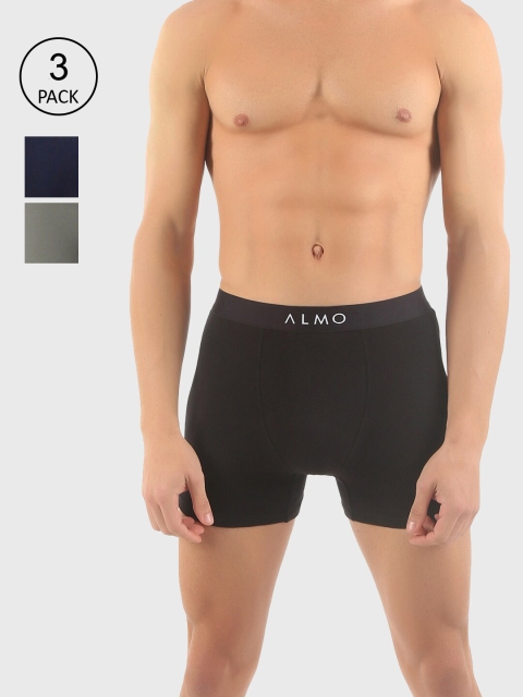 

Almo Wear Men Pack of 3 Solid Pure Cotton Trunks, Brown