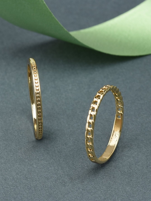 

Accessorize Z Women Real Gold Plated set of 2 Chain Stacking Rings