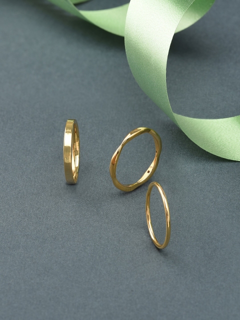 

Accessorize Z Women Real Gold Plated set of 3 Mixed Band Stacking Rings