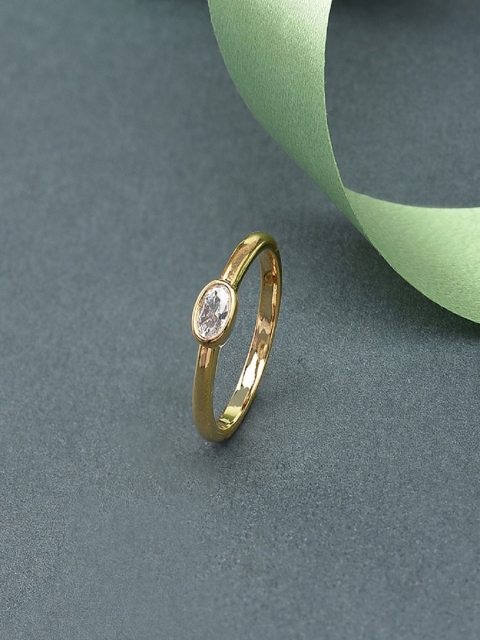 

Accessorize Z Women White & Gold-Plated Sparkle Oval Inset Single Ring