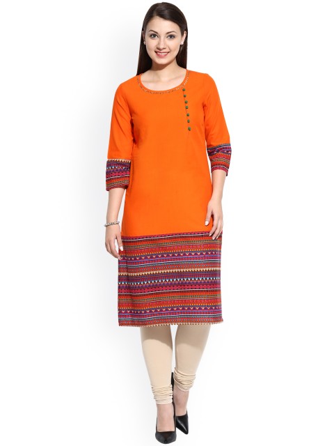 

Avaana Orange Kurta with Printed Detail
