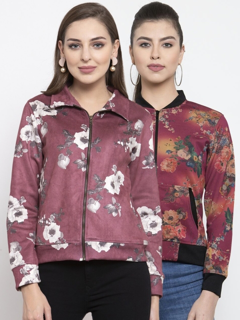 

armure Women Pink Suede Lightweight Bomber with Patchwork Jacket