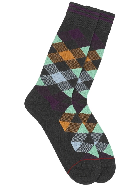 

Soxytoes Men Black & Green Patterned Above Knee-Length Socks